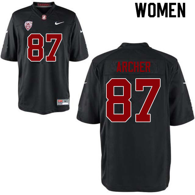 Women #87 Bradley Archer Stanford Cardinal College Football Jerseys Sale-Black - Click Image to Close